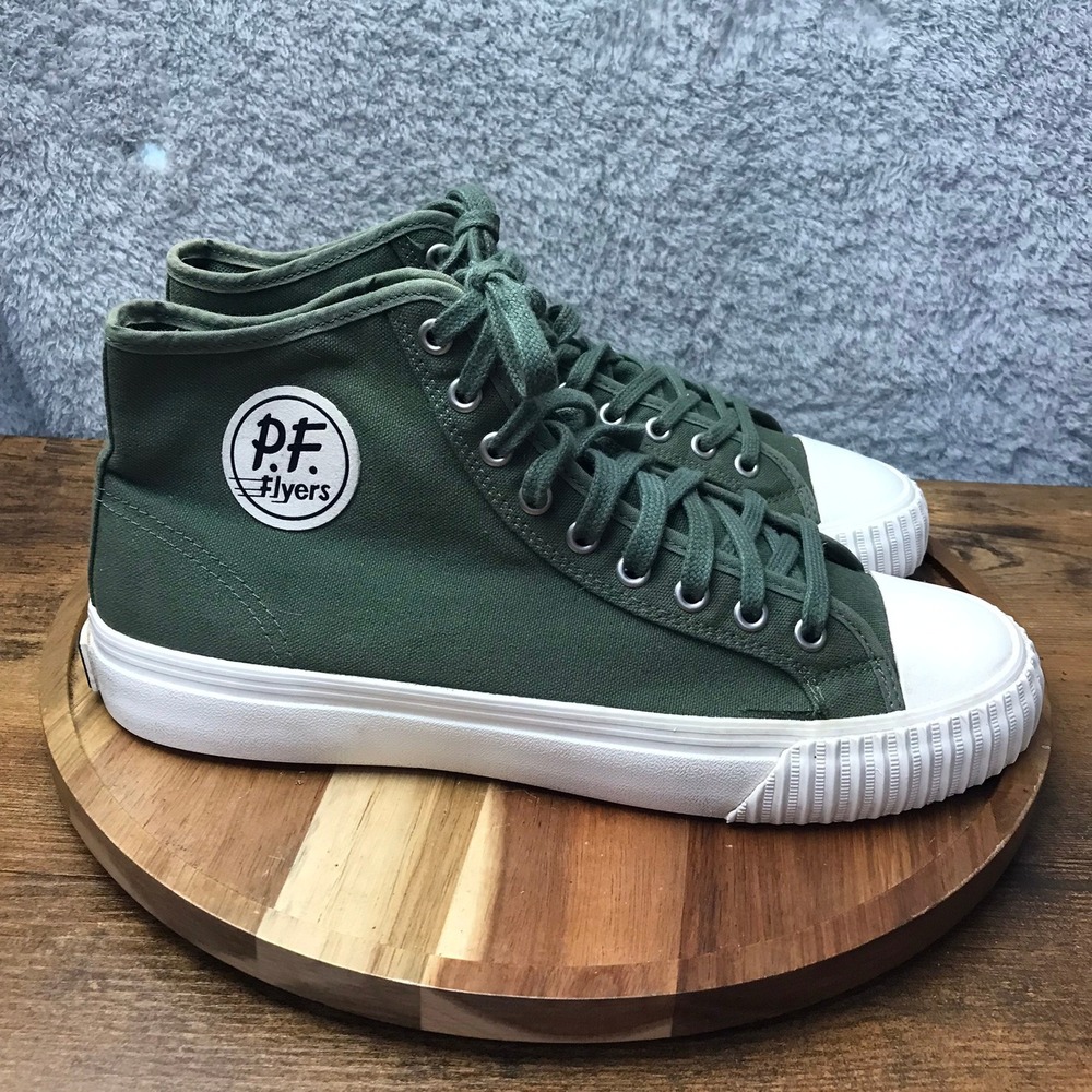 PF Flyers Center Hi Sneakers M 10 W 11.5 Olive Green Canvas High Top Shoes View 2